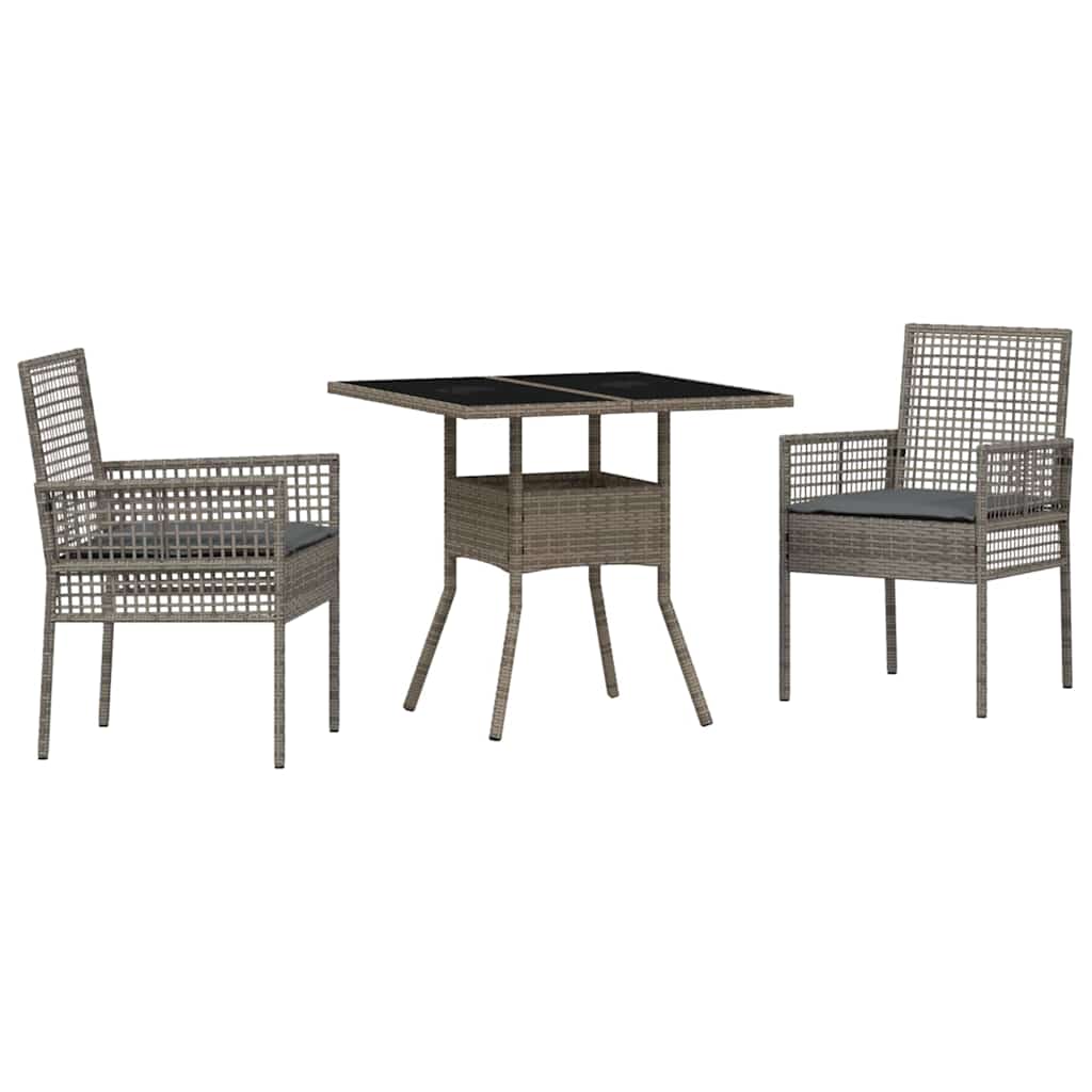 Hage Spisegruppe 3 pcs Grå Poly rattan