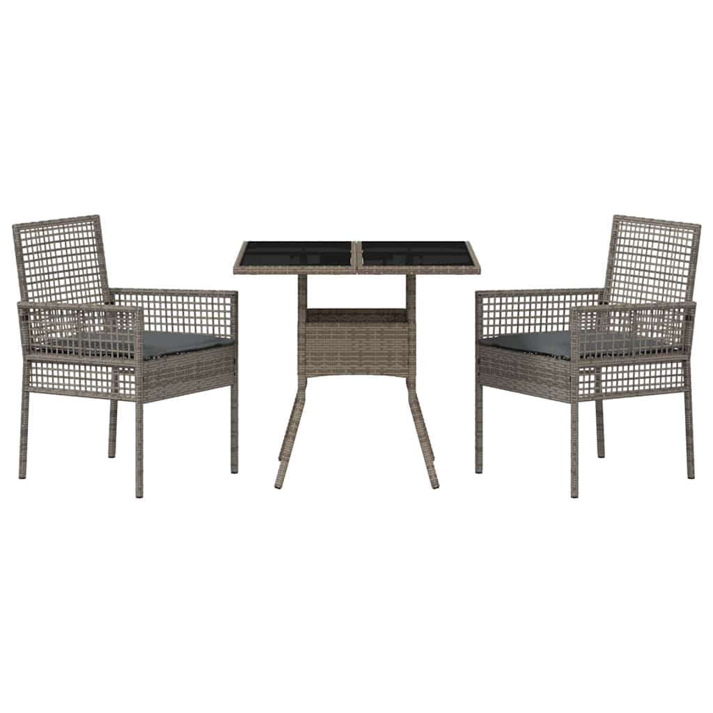 Hage Spisegruppe 3 pcs Grå Poly rattan