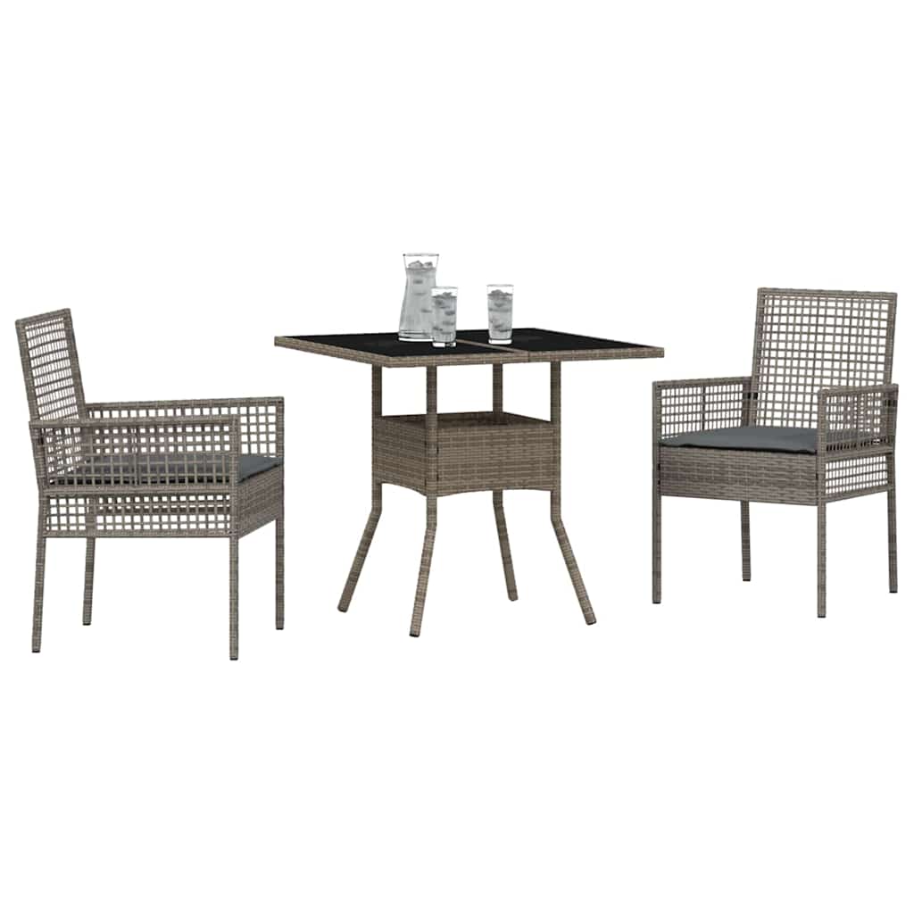 Hage Spisegruppe 3 pcs Grå Poly rattan