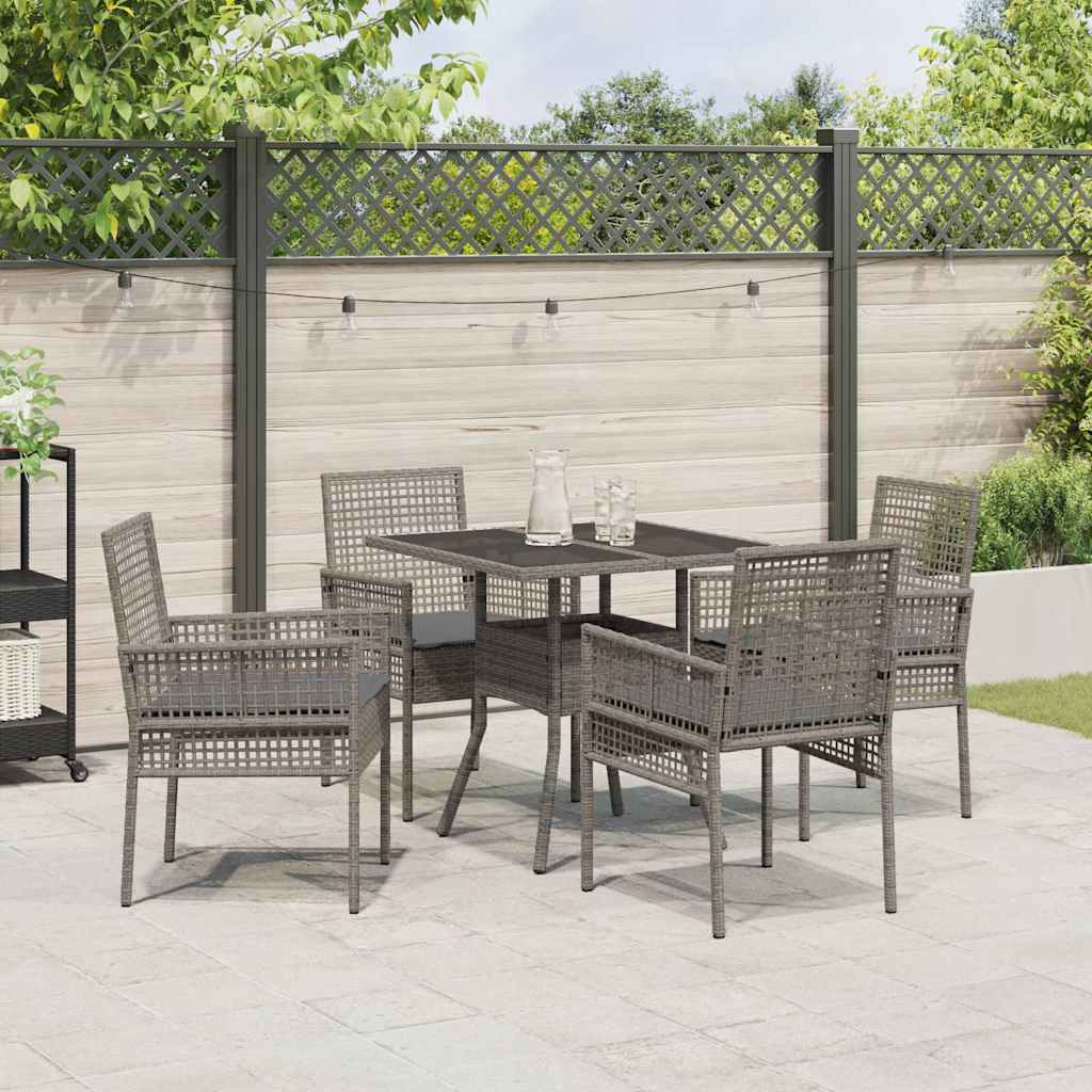 Hage Spisegruppe 5 pcs Grå Poly rattan