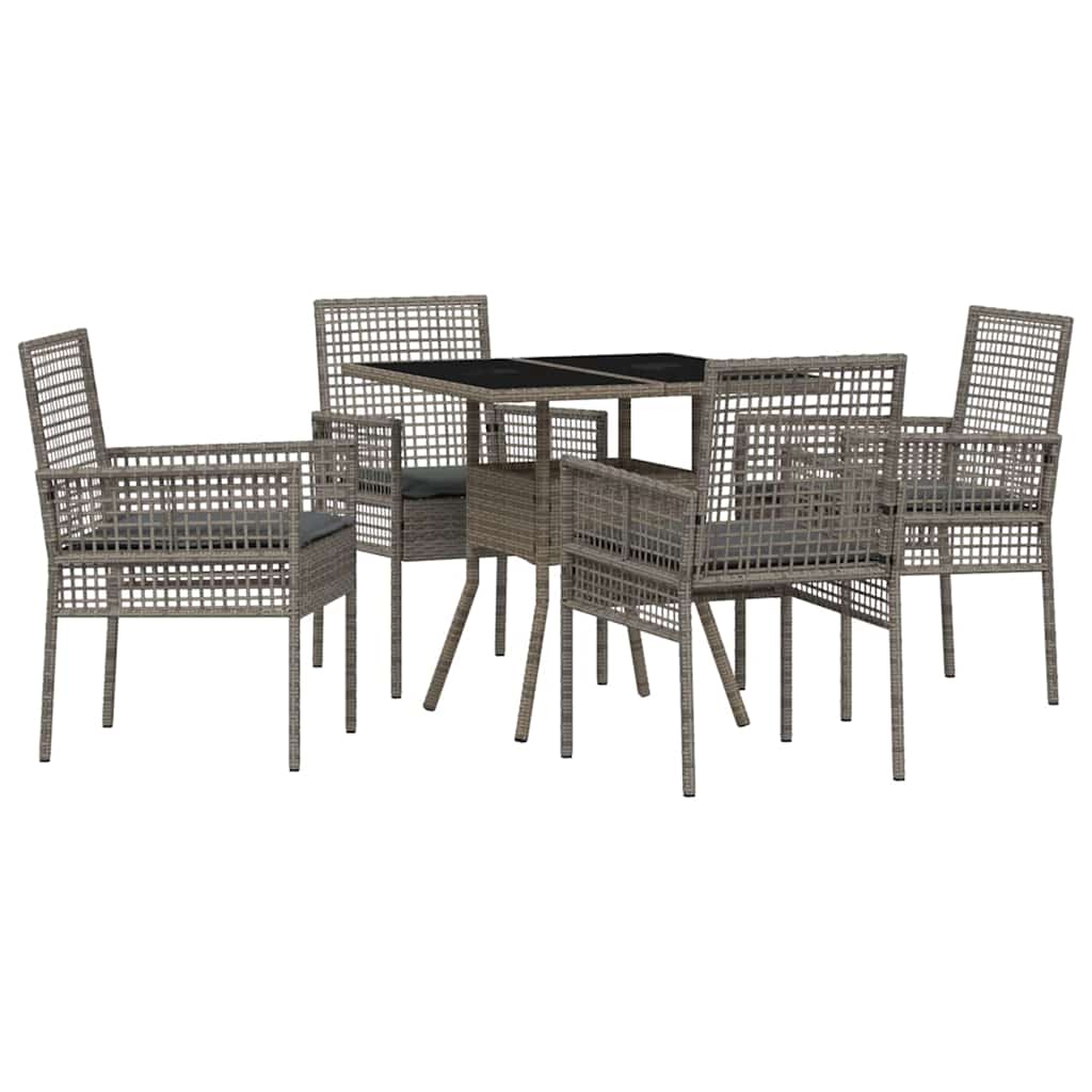 Hage Spisegruppe 5 pcs Grå Poly rattan