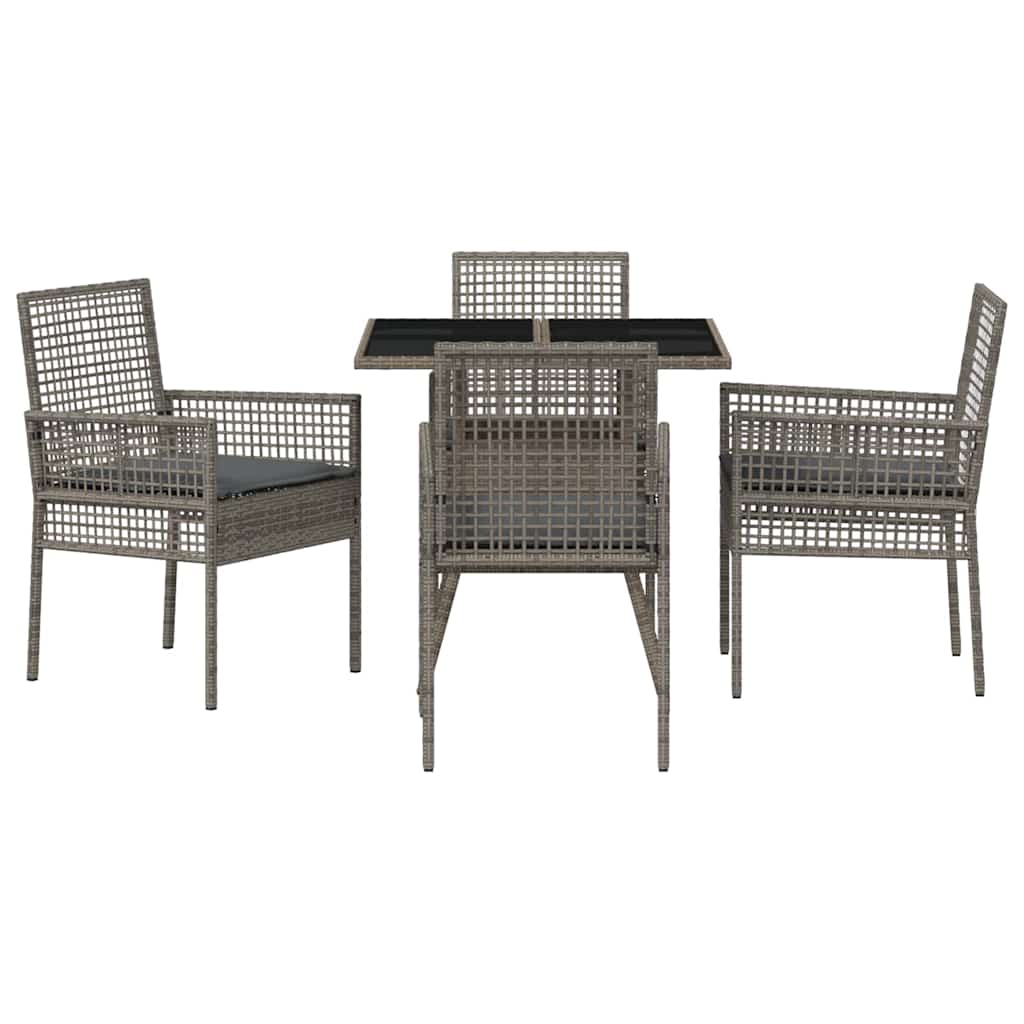 Hage Spisegruppe 5 pcs Grå Poly rattan