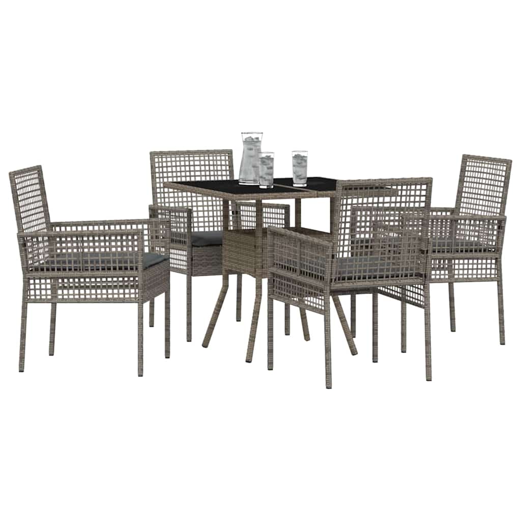 Hage Spisegruppe 5 pcs Grå Poly rattan
