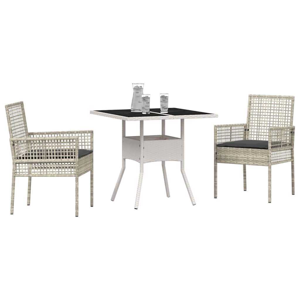 Hage Spisegruppe 3 pcs Grå Poly rattan