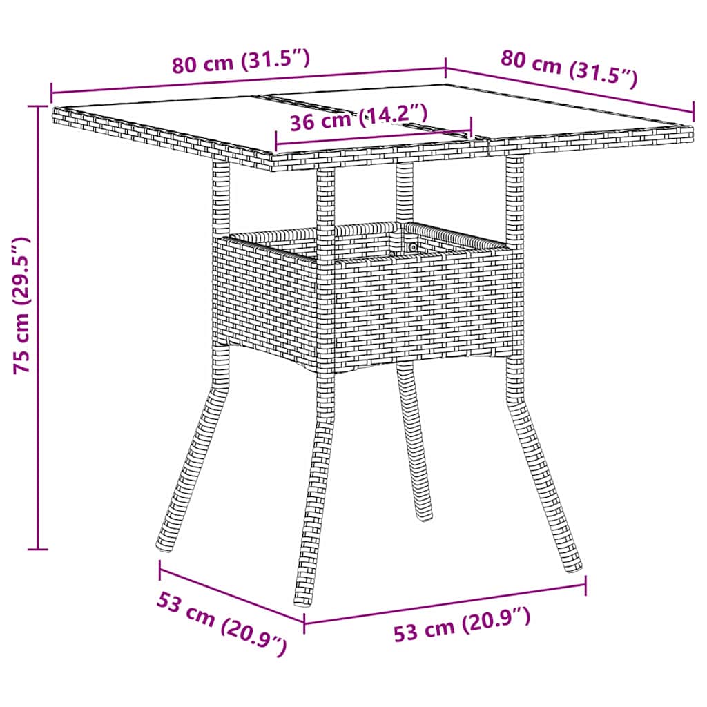Hage Spisegruppe 3 pcs Grå Poly rattan