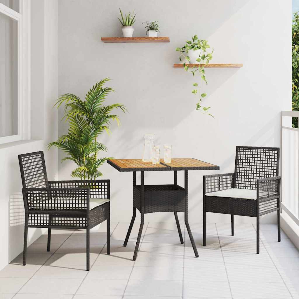 Hage Spisegruppe 3 pcs Svart Poly rattan