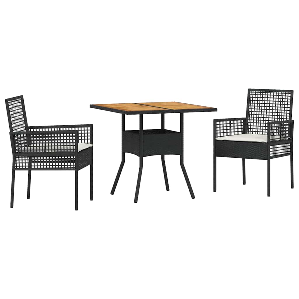 Hage Spisegruppe 3 pcs Svart Poly rattan