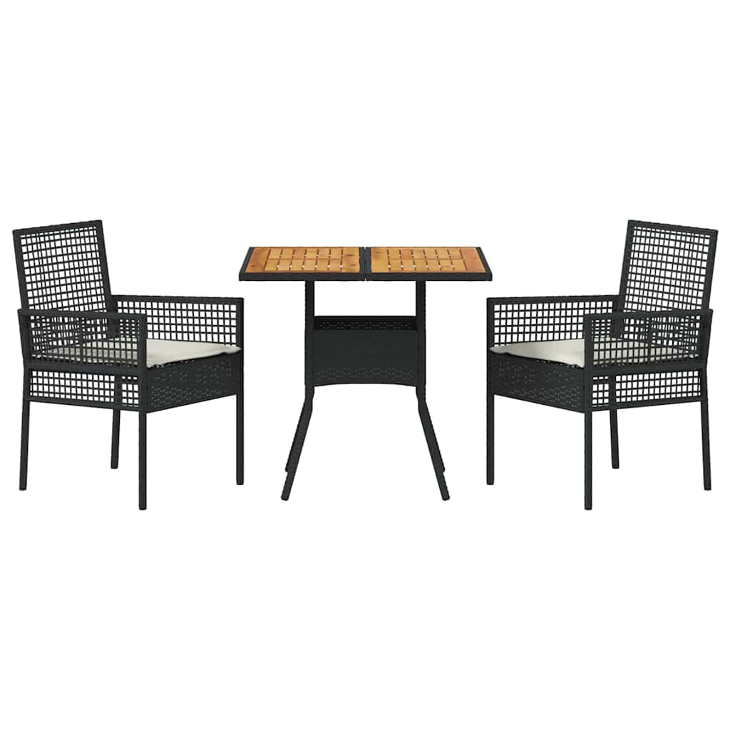 Hage Spisegruppe 3 pcs Svart Poly rattan
