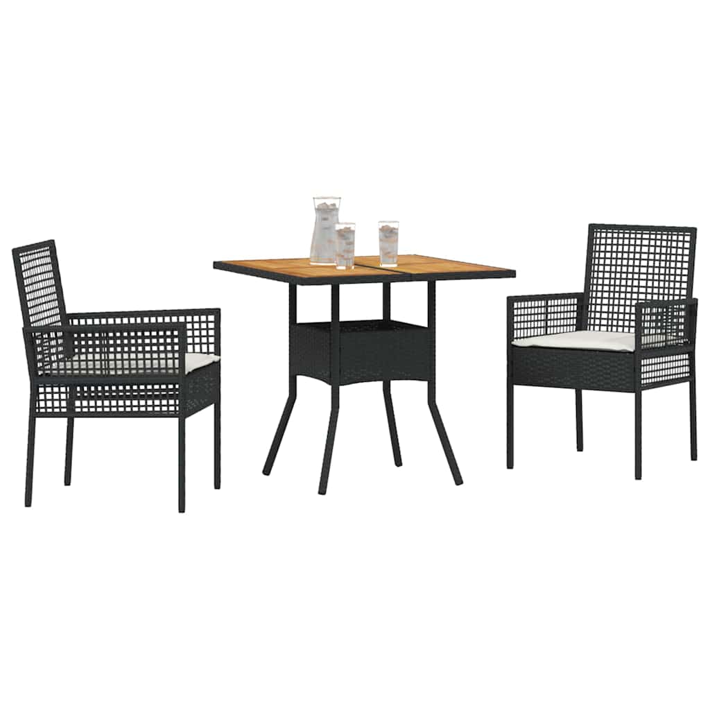 Hage Spisegruppe 3 pcs Svart Poly rattan