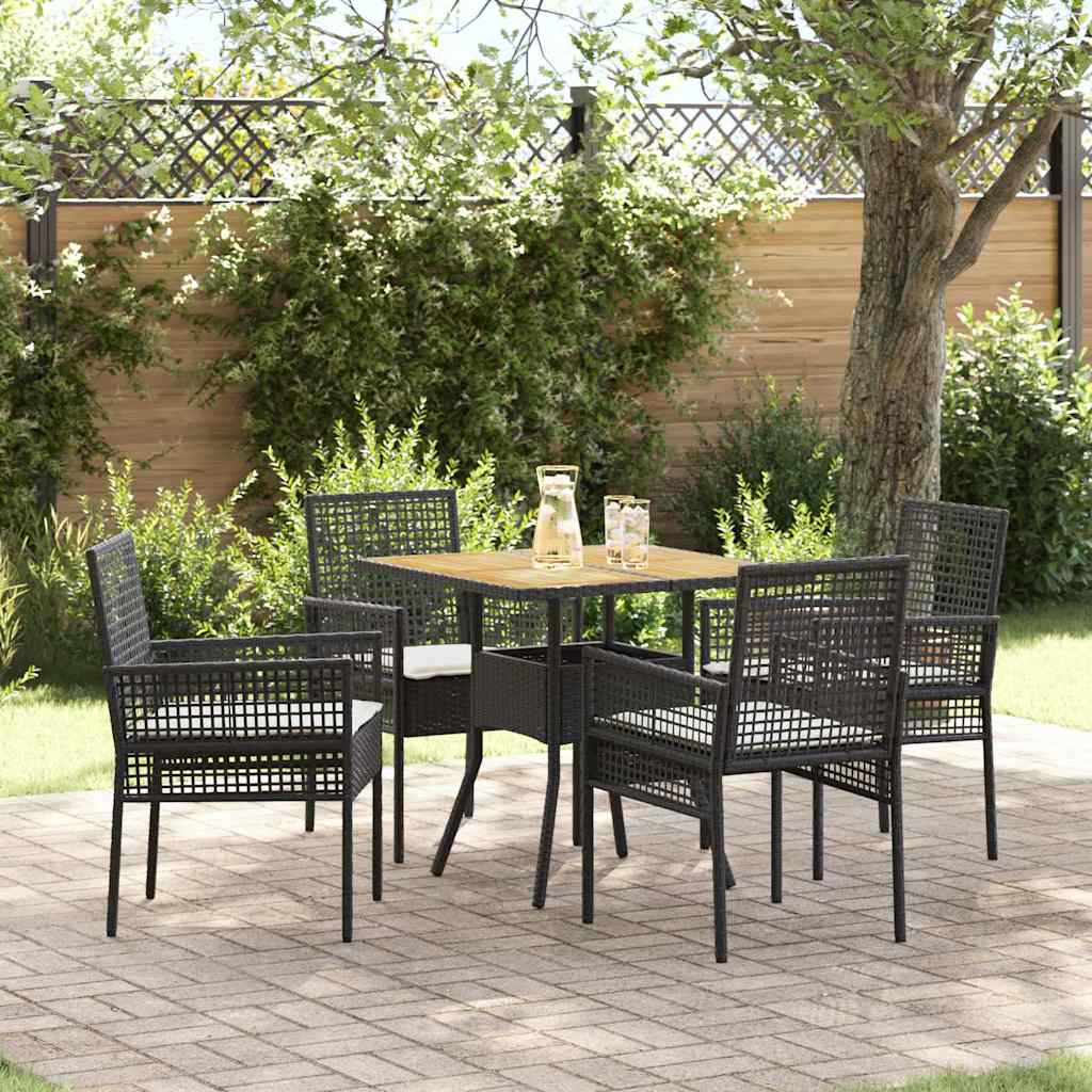 Hage Spisegruppe 5 pcs Svart Poly rattan