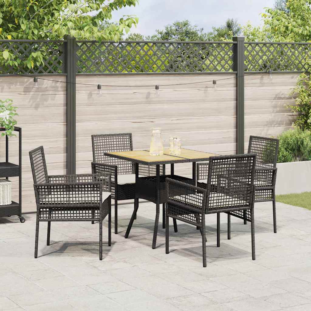 Hage Spisegruppe 5 pcs Svart Poly rattan
