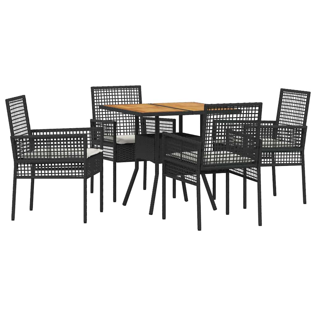 Hage Spisegruppe 5 pcs Svart Poly rattan