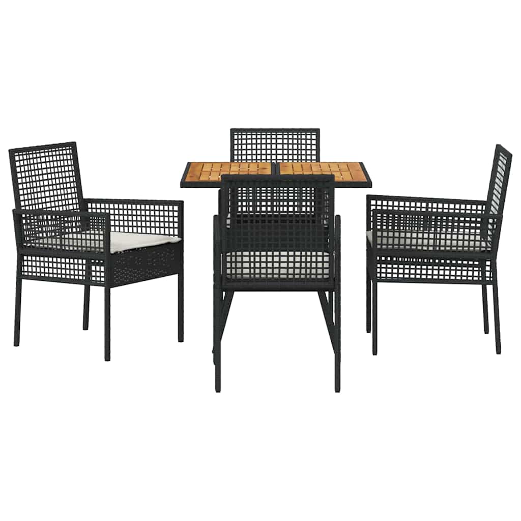 Hage Spisegruppe 5 pcs Svart Poly rattan