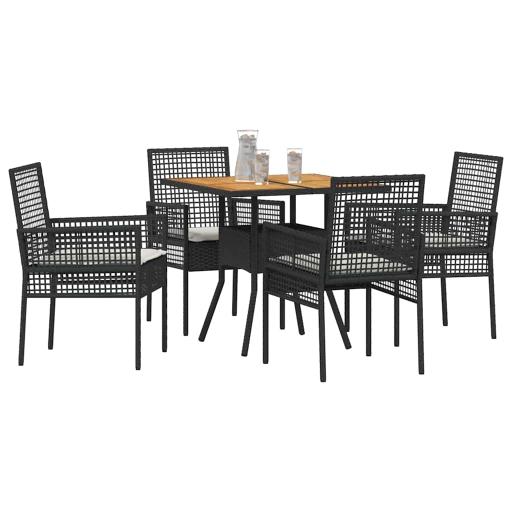 Hage Spisegruppe 5 pcs Svart Poly rattan