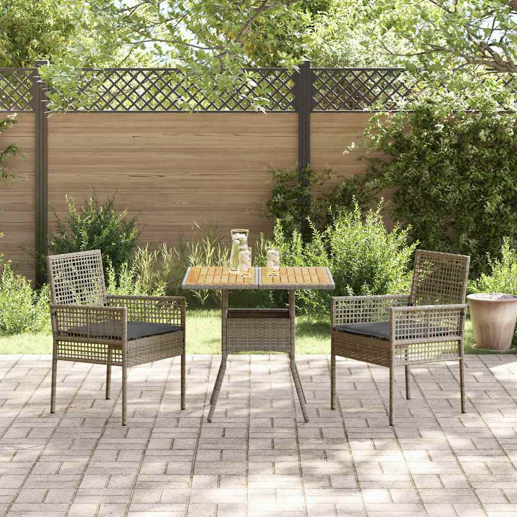 Hage Spisegruppe 3 pcs Grå Poly rattan