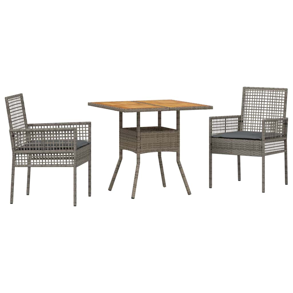 Hage Spisegruppe 3 pcs Grå Poly rattan