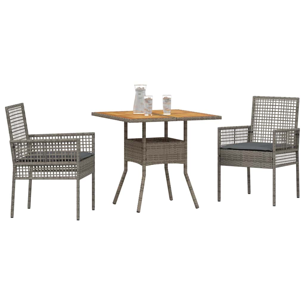 Hage Spisegruppe 3 pcs Grå Poly rattan