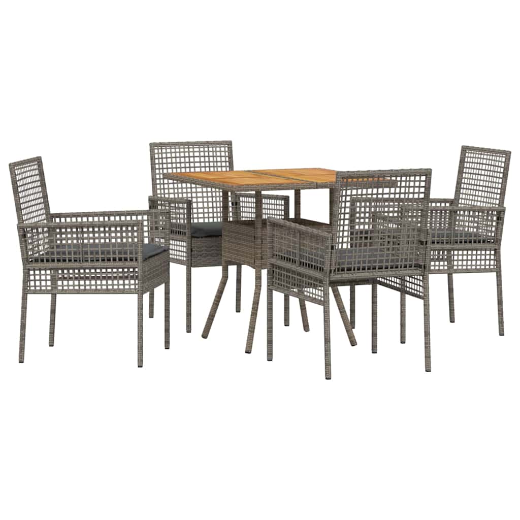 Hage Spisegruppe 5 pcs Grå Poly rattan