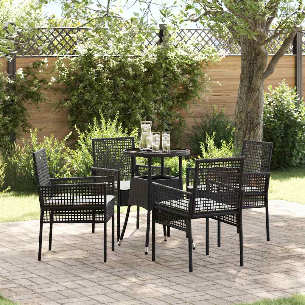 Hage Spisegruppe 5 pcs Svart Poly rattan
