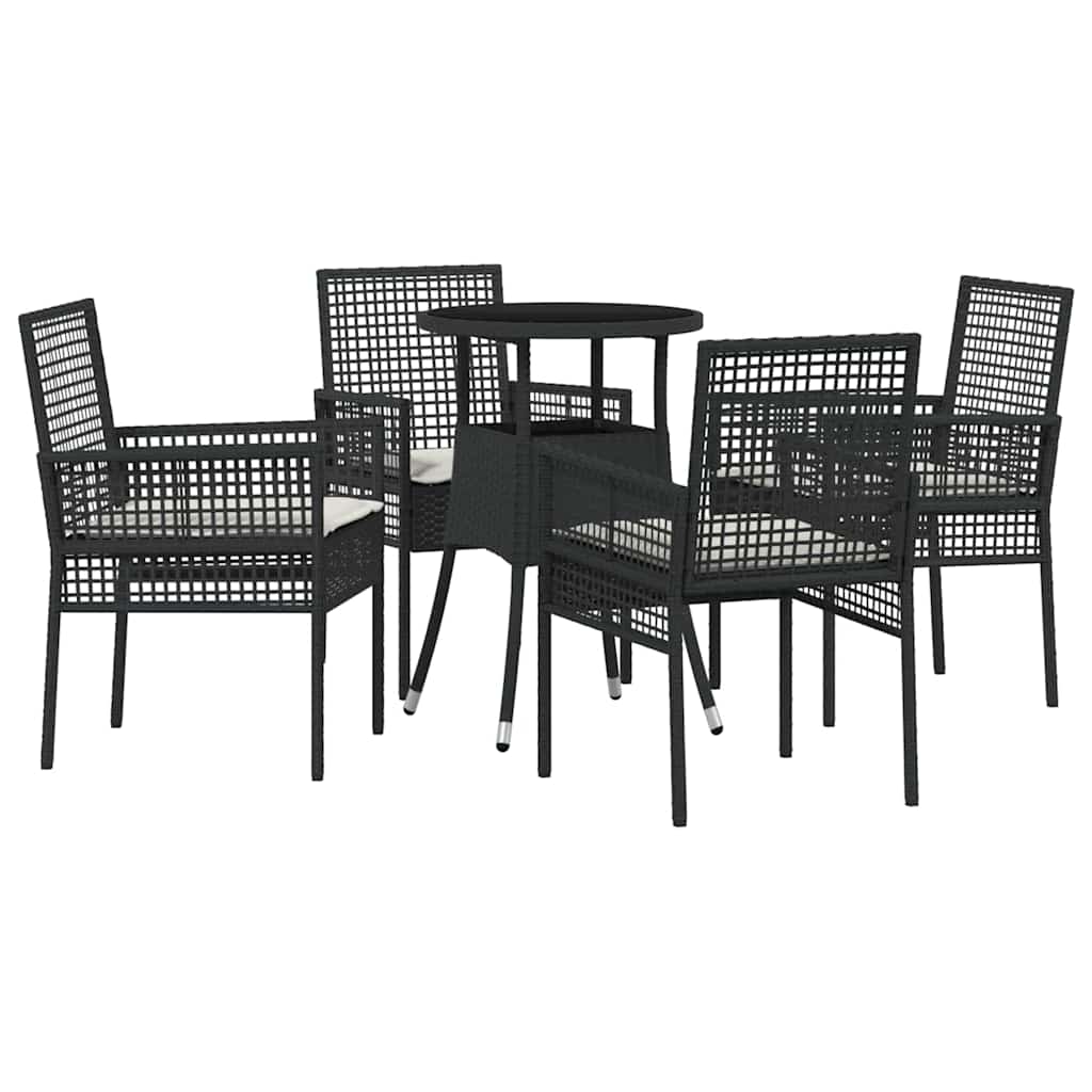 Hage Spisegruppe 5 pcs Svart Poly rattan