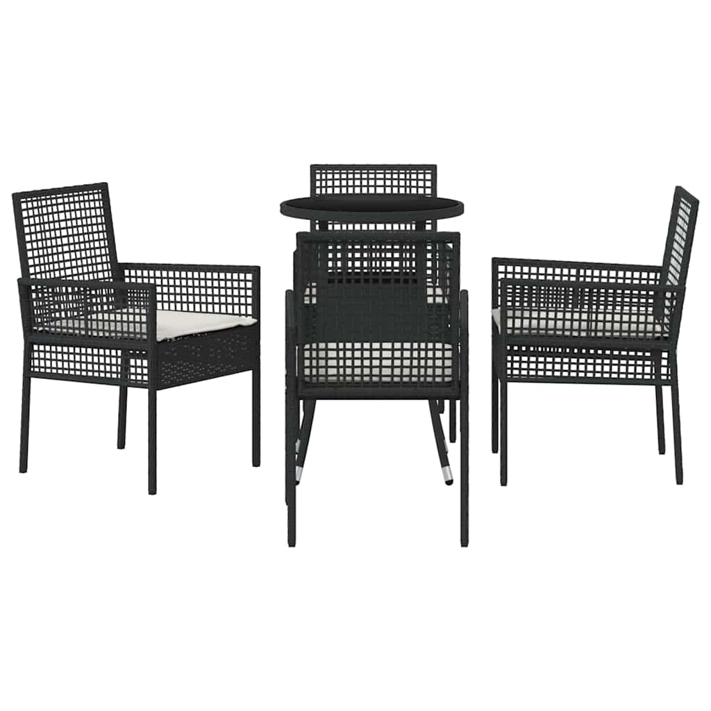 Hage Spisegruppe 5 pcs Svart Poly rattan