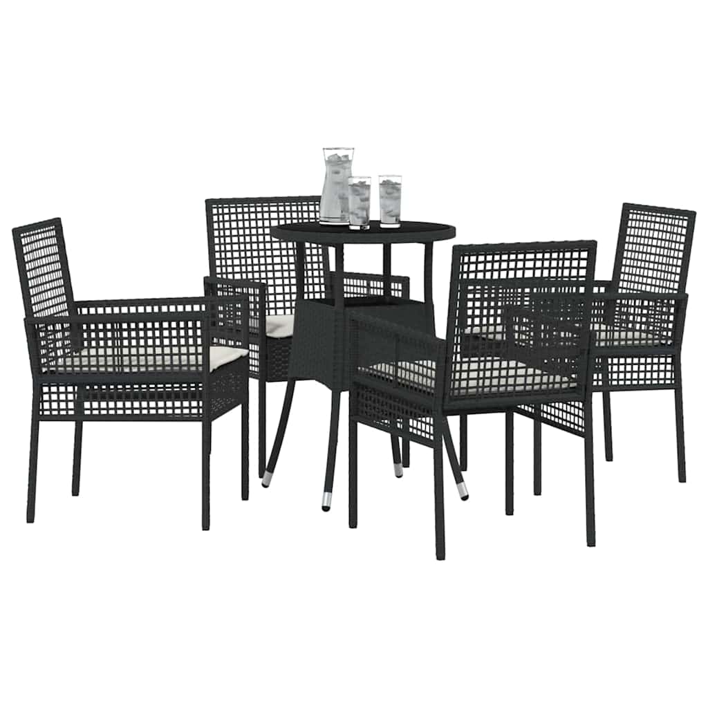 Hage Spisegruppe 5 pcs Svart Poly rattan