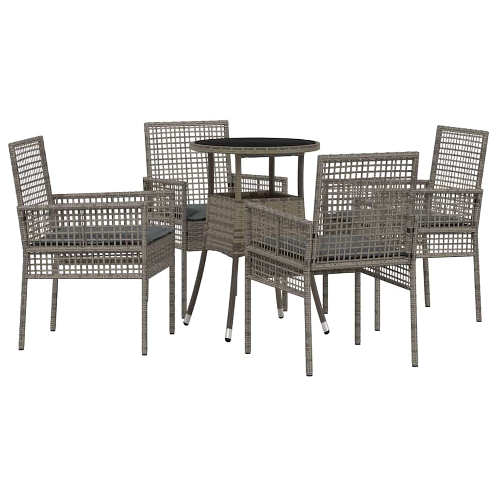 Hage Spisegruppe 5 pcs Grå Poly rattan