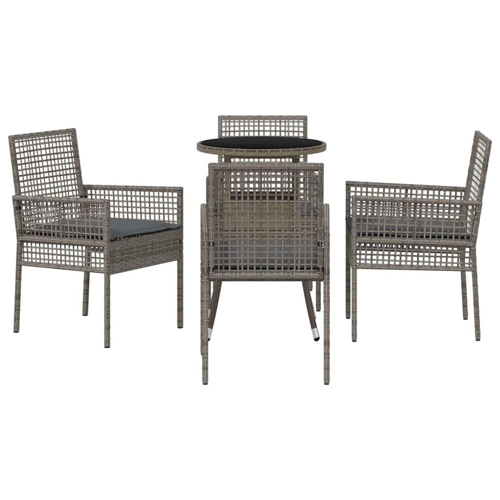 Hage Spisegruppe 5 pcs Grå Poly rattan