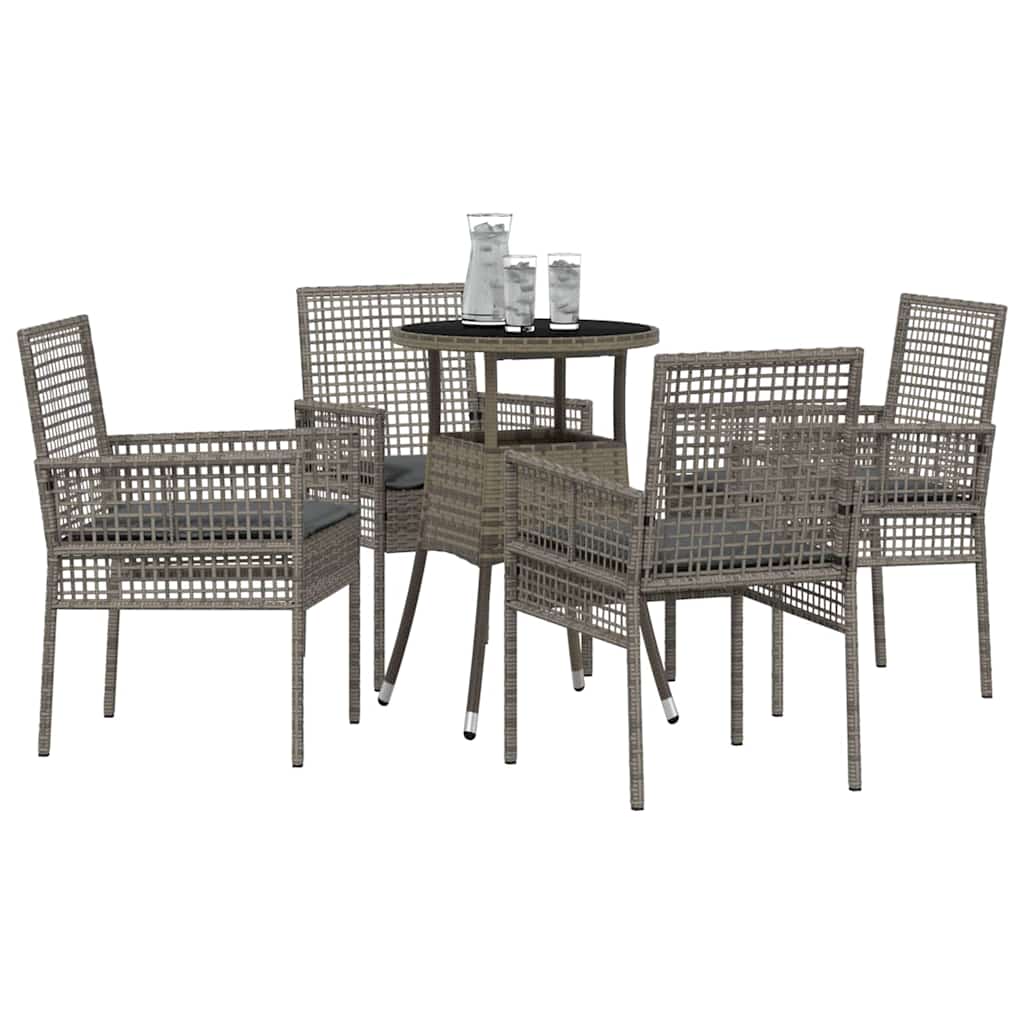 Hage Spisegruppe 5 pcs Grå Poly rattan