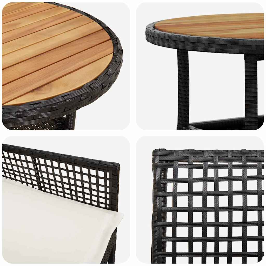 Hage Spisegruppe 3 pcs Svart Poly rattan