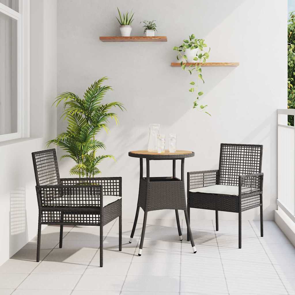 Hage Spisegruppe 3 pcs Svart Poly rattan