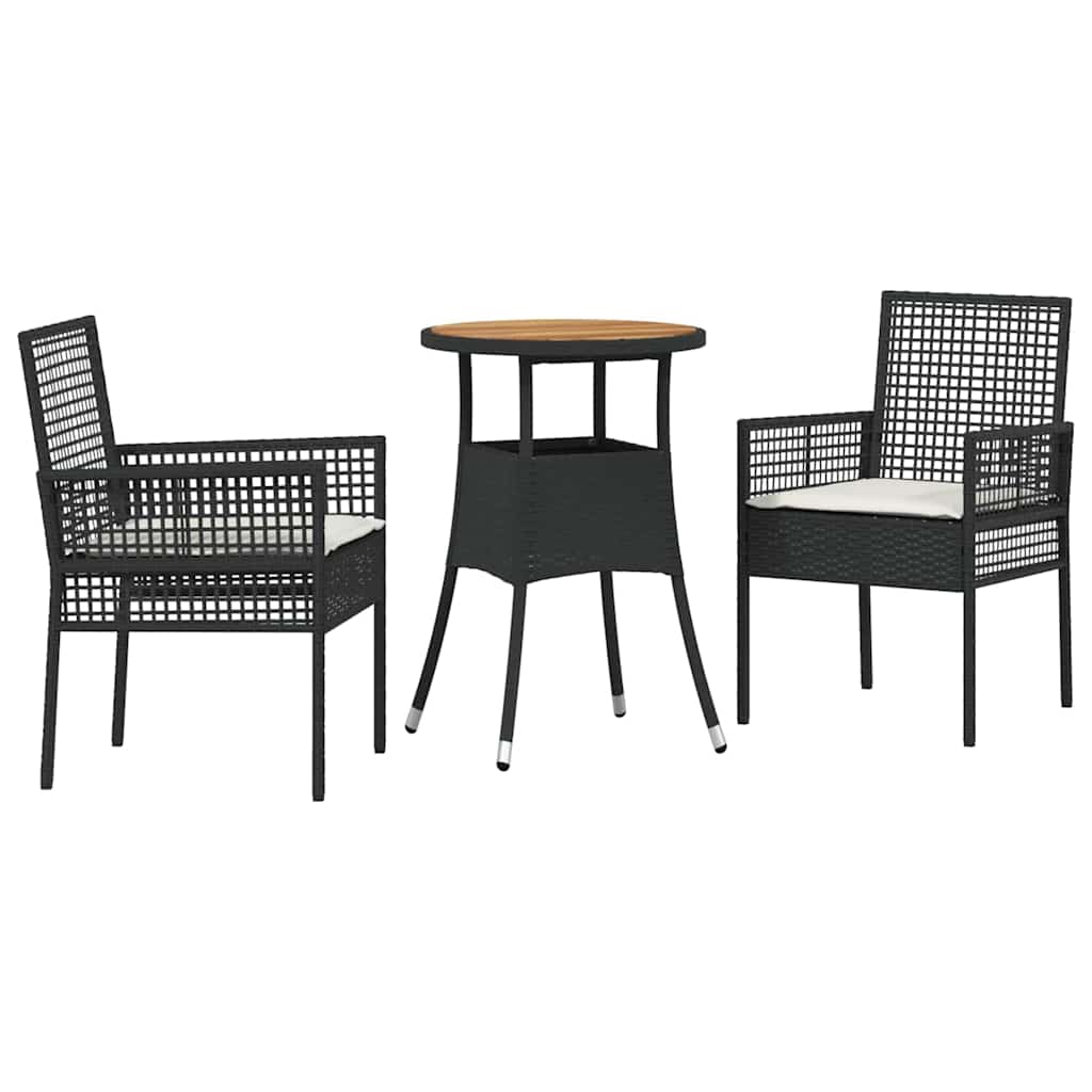 Hage Spisegruppe 3 pcs Svart Poly rattan