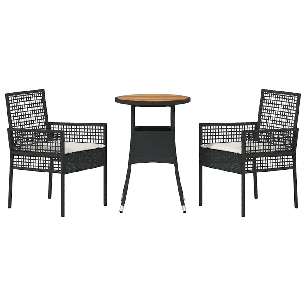 Hage Spisegruppe 3 pcs Svart Poly rattan
