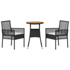 Hage Spisegruppe 3 pcs Svart Poly rattan