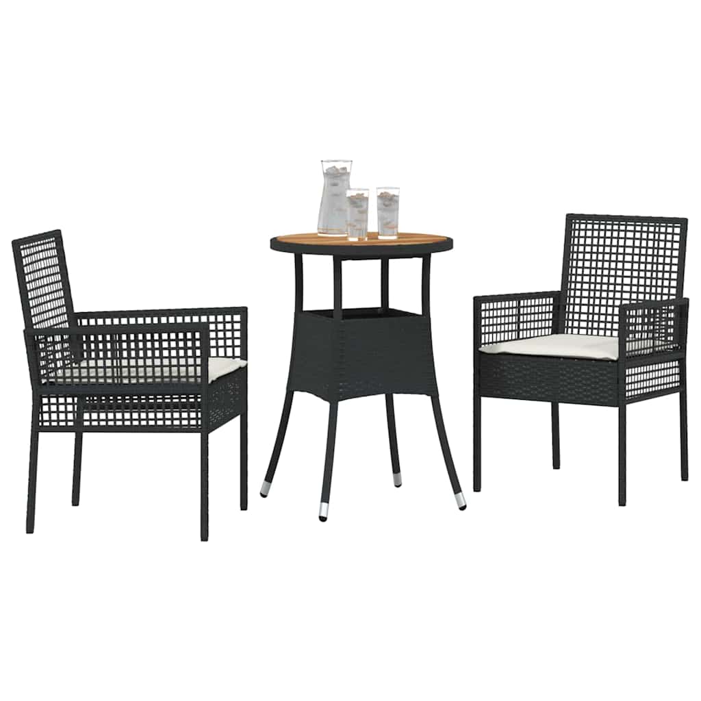 Hage Spisegruppe 3 pcs Svart Poly rattan
