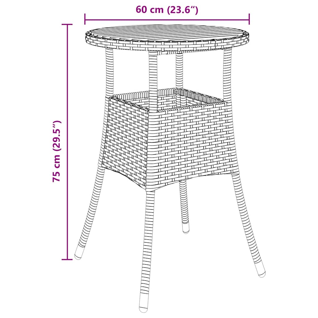 Hage Spisegruppe 3 pcs Svart Poly rattan