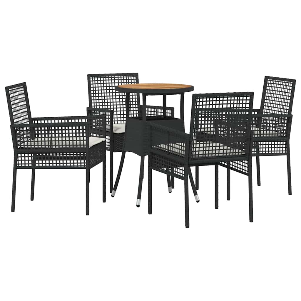 Hage Spisegruppe 5 pcs Svart Poly rattan