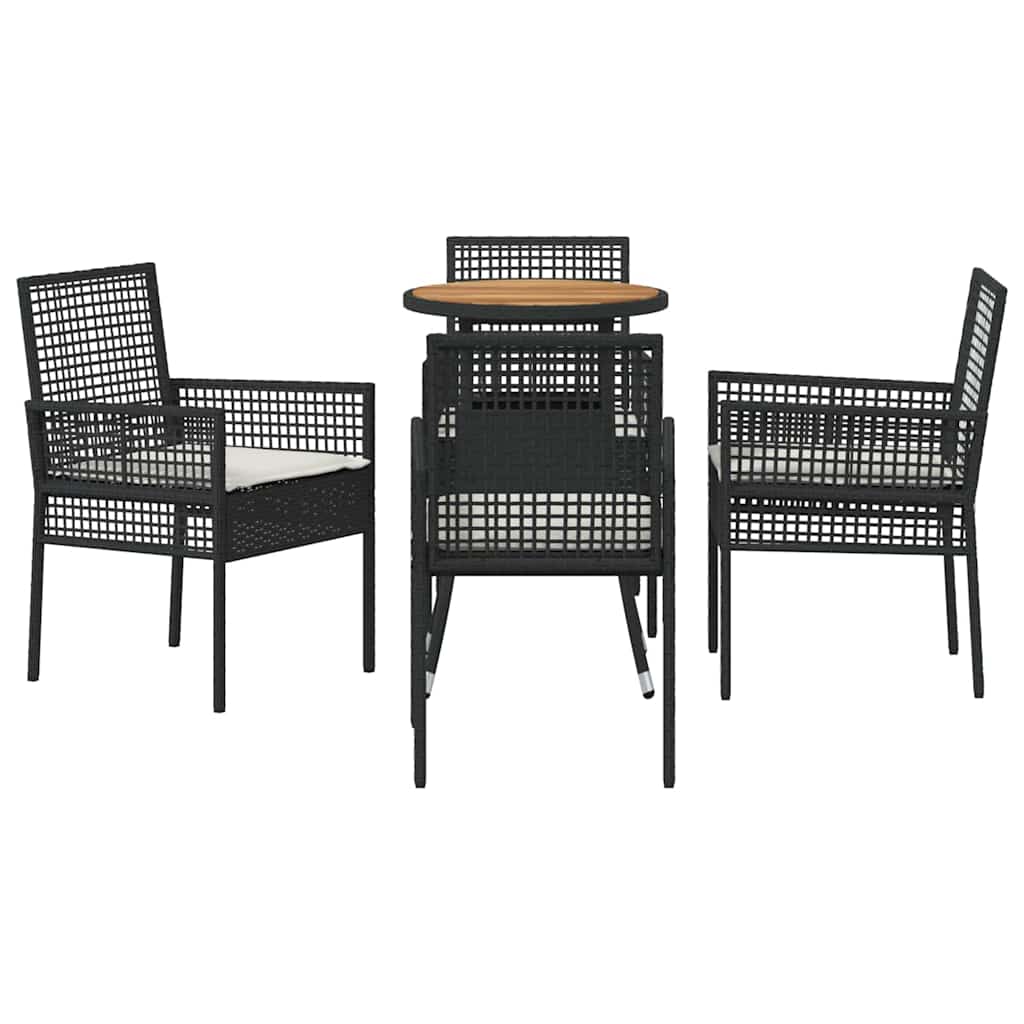 Hage Spisegruppe 5 pcs Svart Poly rattan