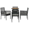 Hage Spisegruppe 5 pcs Svart Poly rattan
