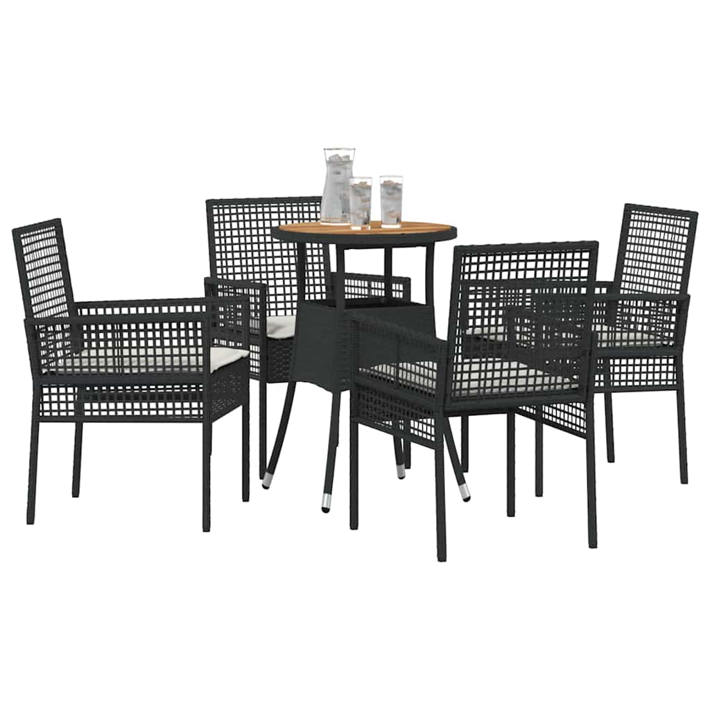Hage Spisegruppe 5 pcs Svart Poly rattan