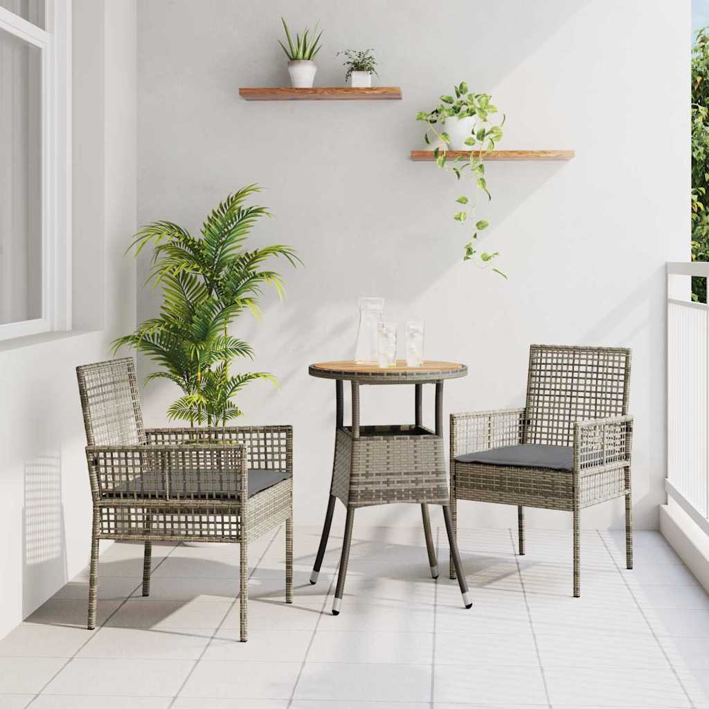 Hage Spisegruppe 3 pcs Grå Poly rattan