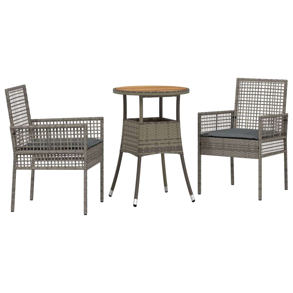 Hage Spisegruppe 3 pcs Grå Poly rattan