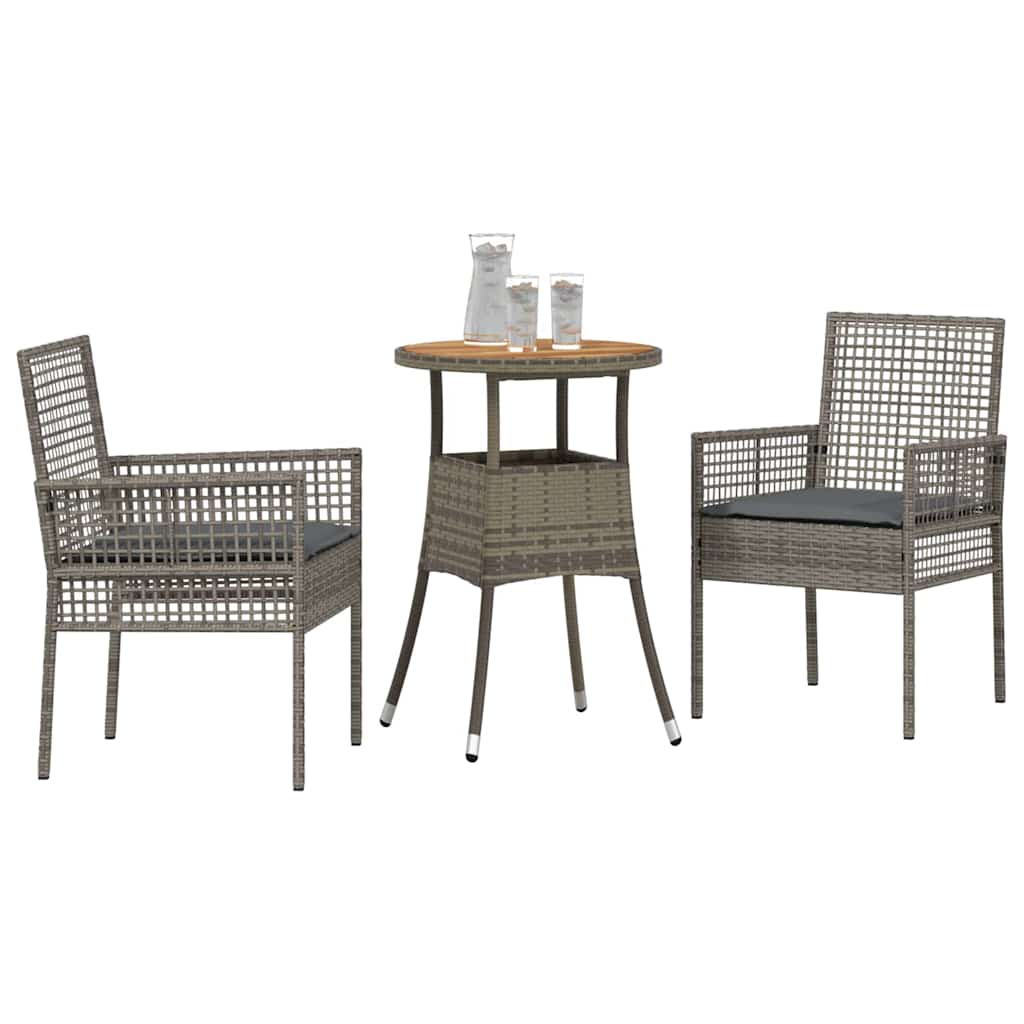 Hage Spisegruppe 3 pcs Grå Poly rattan