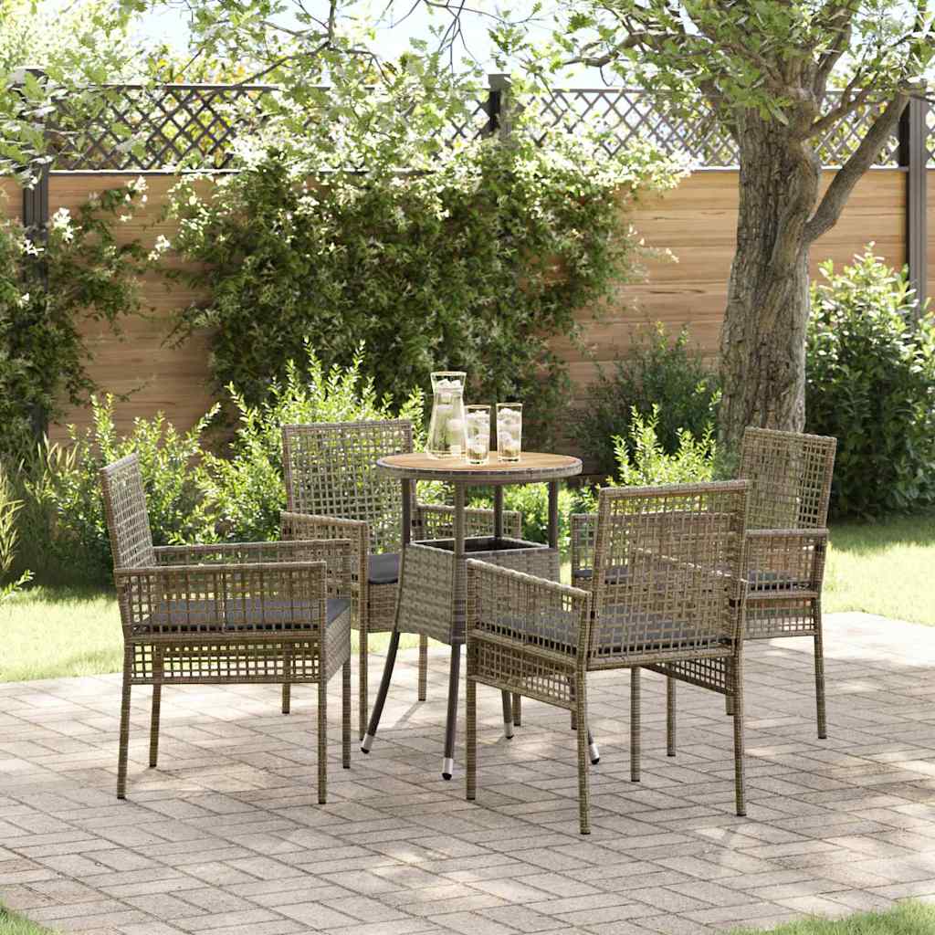 Hage Spisegruppe 5 pcs Grå Poly rattan