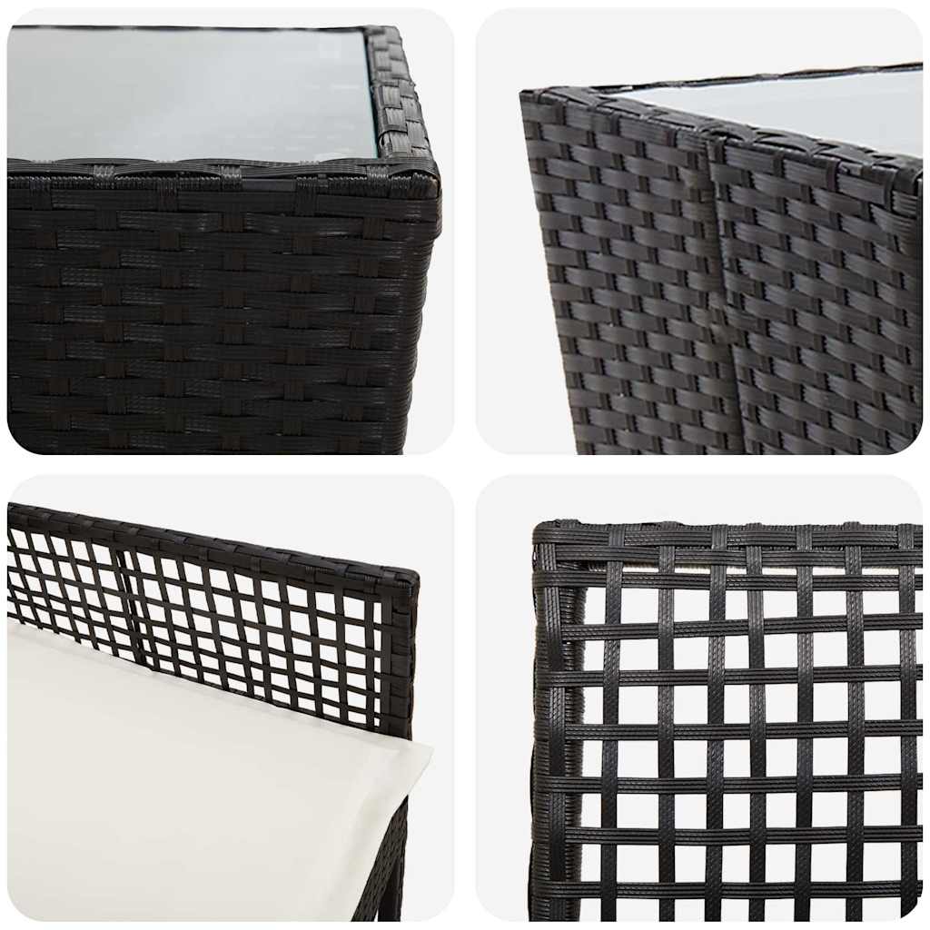 Hage Bistro Sett 3 pcs Svart Poly rattan