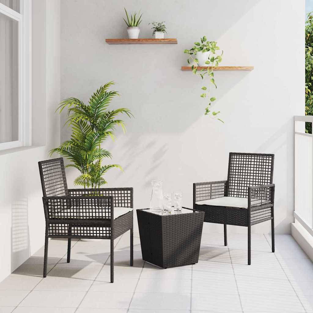 Hage Bistro Sett 3 pcs Svart Poly rattan