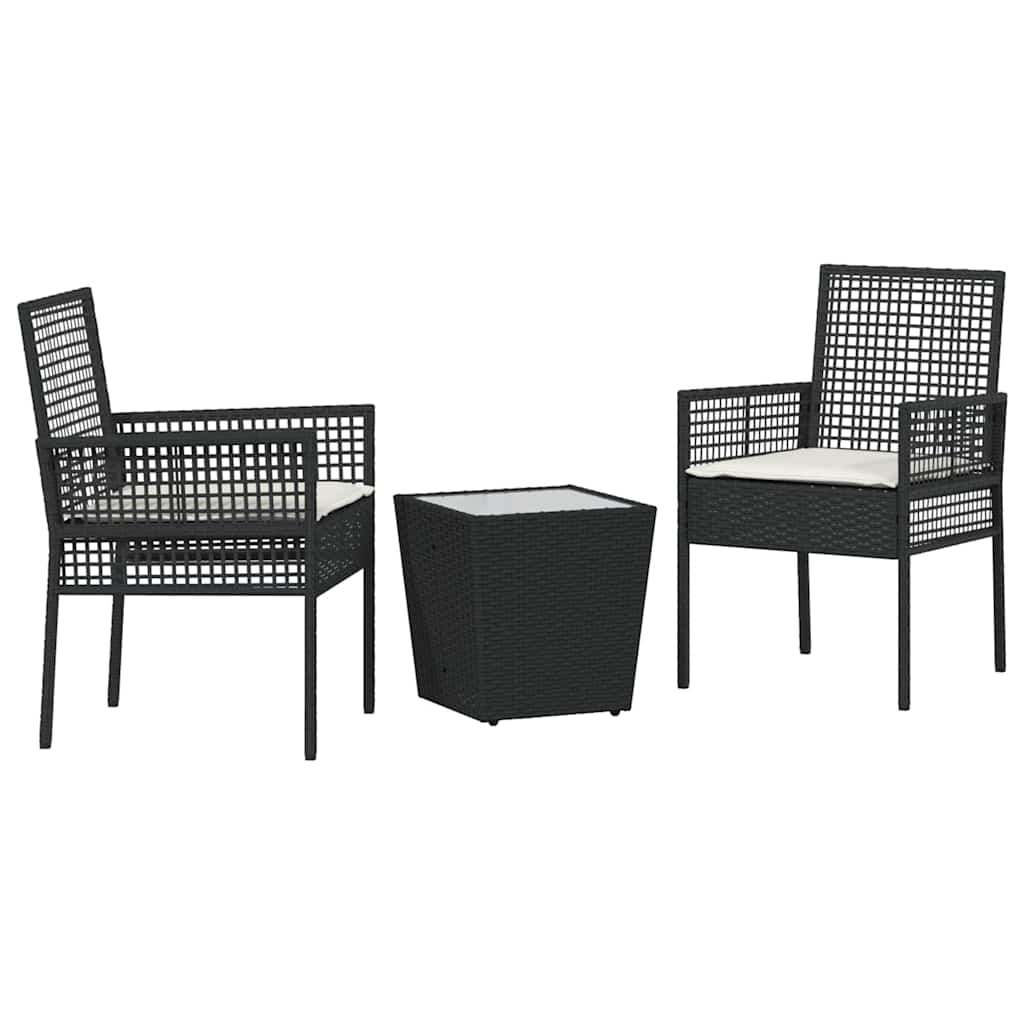 Hage Bistro Sett 3 pcs Svart Poly rattan