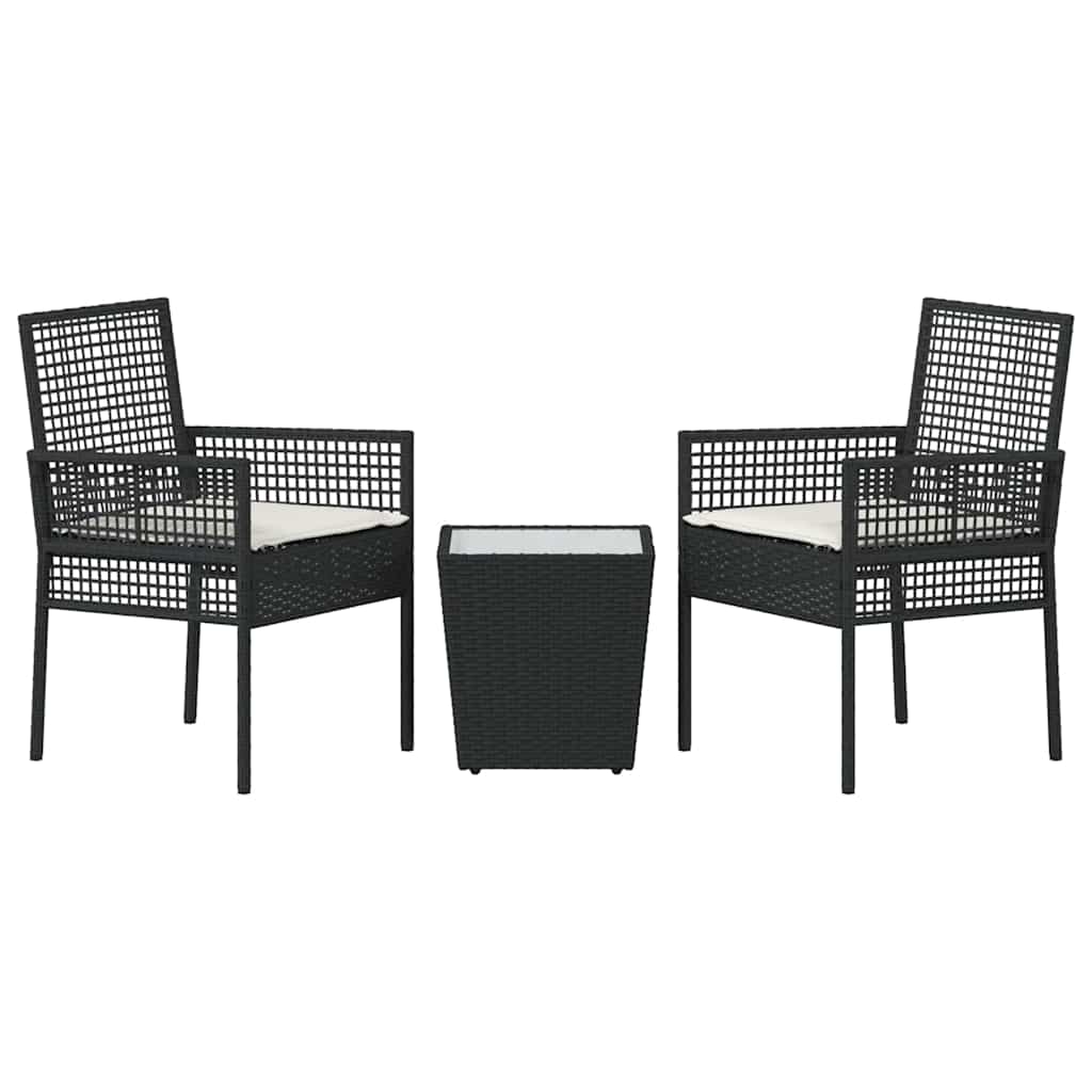 Hage Bistro Sett 3 pcs Svart Poly rattan