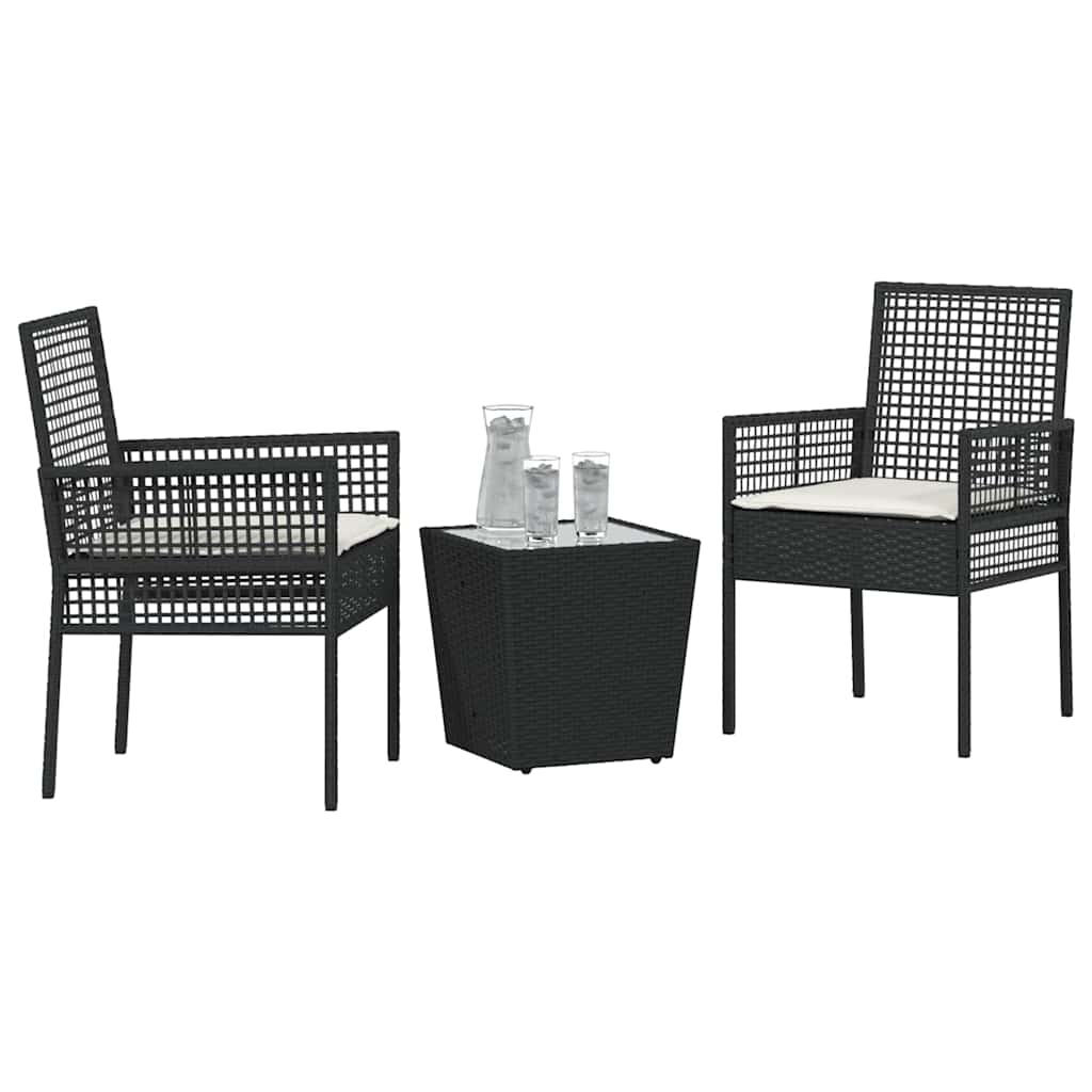 Hage Bistro Sett 3 pcs Svart Poly rattan