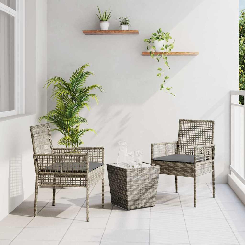Hage Bistro Sett 3 pcs Grå Poly rattan